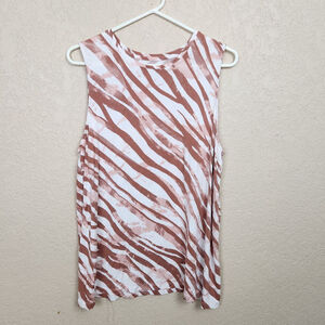Nine West Light Brown and White Zebra Print Soft Spun Tank Top XL (5163)